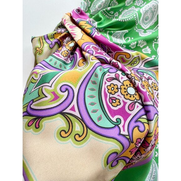 ZARA Patchwork Scarf Print Satin Twill Knotted Maxi Pareo Sarong Skirt, Size XS - Picture 11 of 14